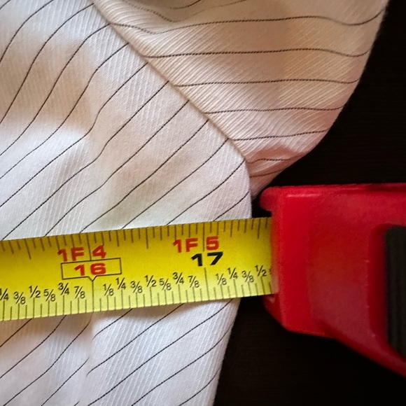 Farinaz Taghavi NWT White Black Stripe Button Down Blouse V Neck Collard… - Picture 15 of 16